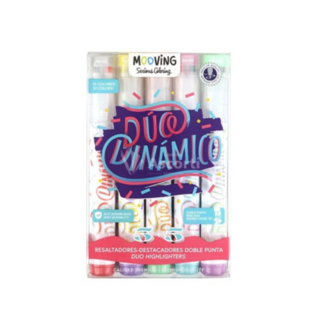 Set 5 Resaltadores Doble Punta MOOVING - jobbi