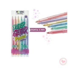 Set de Juego de Boligrafo Tinta Gel Glitter X5 MOOVING - jobbi