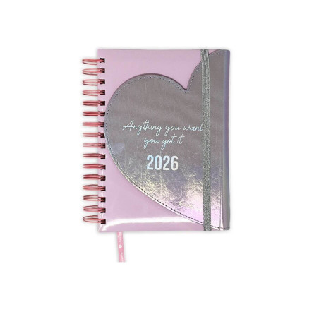 Agenda Color Rosado Diseño de Corazon Quitapesares MOOVING - jobbi