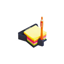 Cubo Notas Adhesivas Neón 3x3 con Dispensador Porta Bolígrafo - jobbi