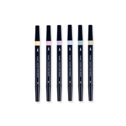 Set de Brush Punta Pincel con 6 Colores Pastel MONAMI - jobbi