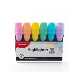 Resaltadores Blister Pastel con 6 Colores MONAMI