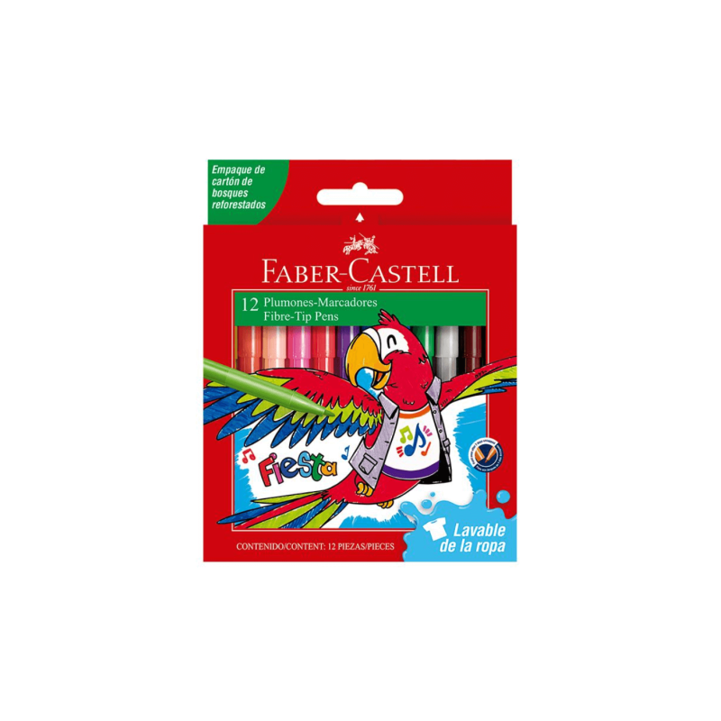 Marcadores fiesta 12 unidades, FABER-CASTELL -  jobbi
