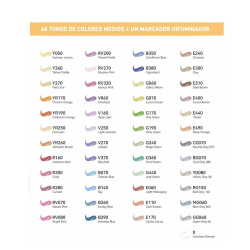 Marcadores Ohuhu Honolulu Set De 48 Tonos Medios - JOBBI