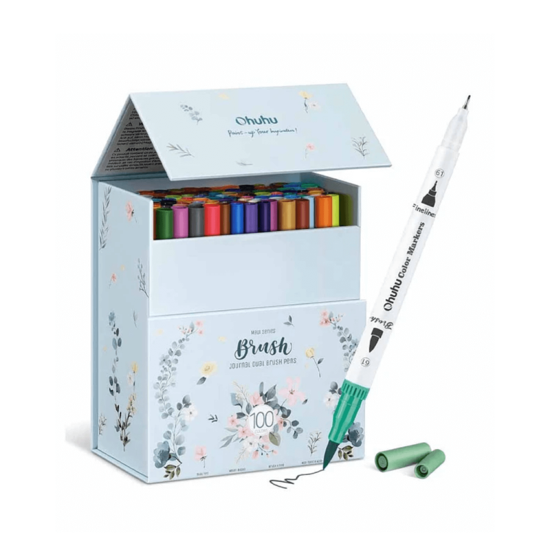 Marcadores Ohuhu a Base de Agua de 100 Colores Brush & Fine JOBBI