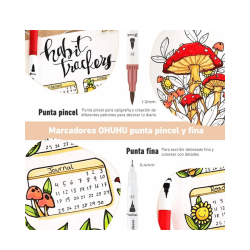 Marcadores Ohuhu a Base de Agua de 100 Colores Brush & Fine JOBBI