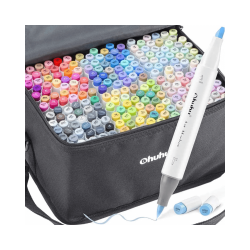 Marcadores Ohuhu Dual Tips 216 Tonos Punta Brush y Chisel - JOBBI