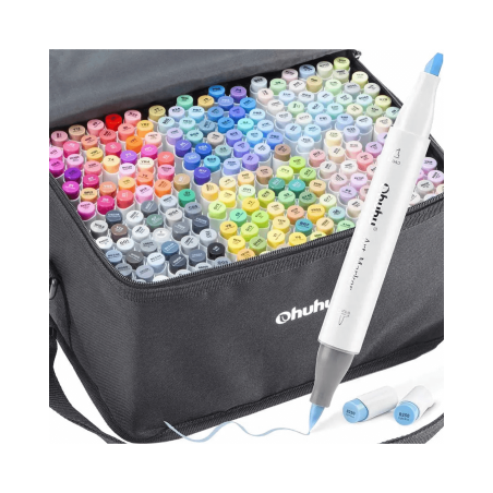 Marcadores Ohuhu Dual Tips 216 Tonos Punta Brush y Chisel - JOBBI