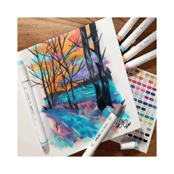 Marcadores Ohuhu Dual Tips 216 Tonos Punta Brush y Chisel - JOBBI