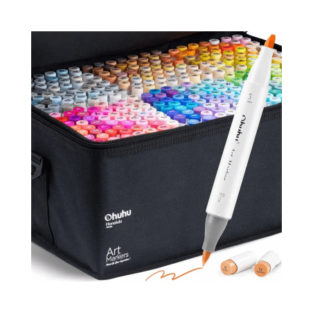 Marcadores Ohuhu Dual Tips 320 Tonos Punta Picel y Biselada-JOBBI