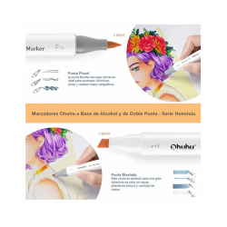 Marcadores Ohuhu Dual Tips 320 Tonos Punta Picel y Biselada-JOBBI