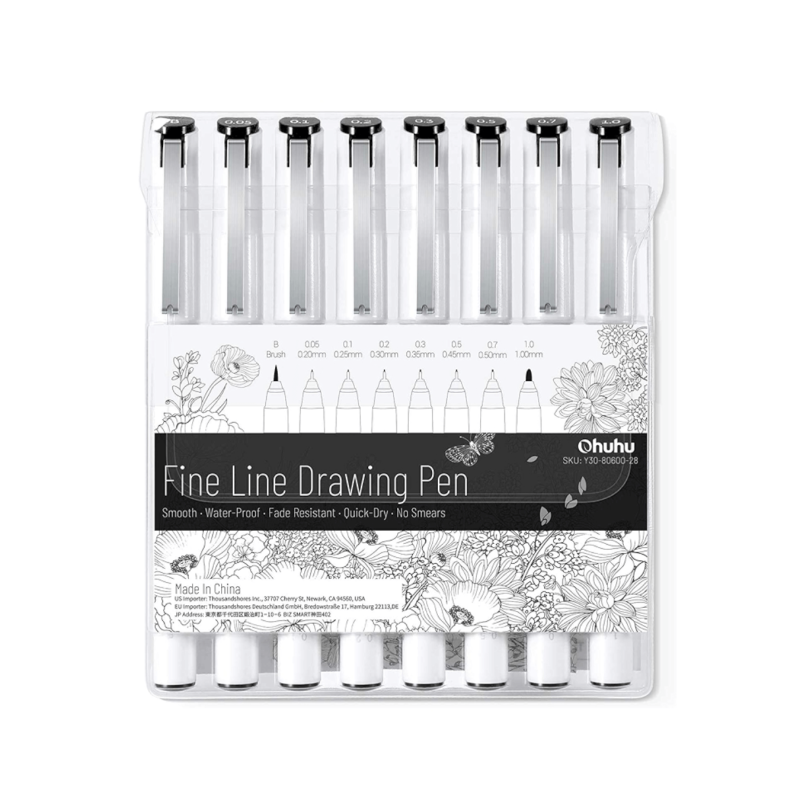 Marcadores de Dibujo Ohuhu Punta Fina de 8 Unidades