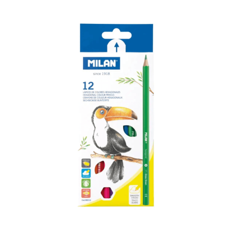 Caja 12 Lápices de Colores Hexagonales - MILAN