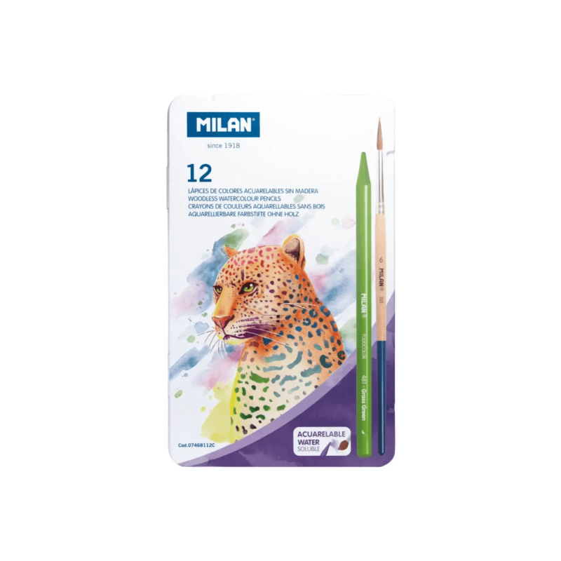 Colores Acuarelables Todo Mina Set de 12 + Pincel - MILAN