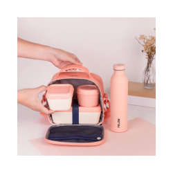 Lonchera Térmica Porta Alimentos De 3,5L + 3 Fiambreras (Rosa) - MILAN