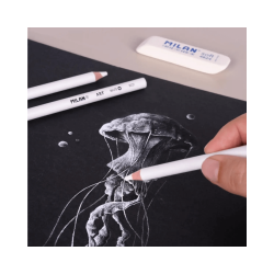 3 Lápices Blancos De Dibujo Mina Gruesa MILAN Art - MILAN
