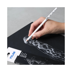 3 Lápices Blancos De Dibujo Mina Gruesa MILAN Art - MILAN