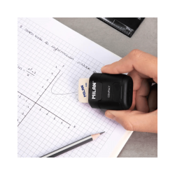 Sacapuntas (tajador) Doble Con Portagomas En Color Negro - MILAN