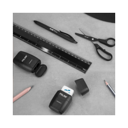 Sacapuntas (tajador) Doble Con Portagomas En Color Negro - MILAN