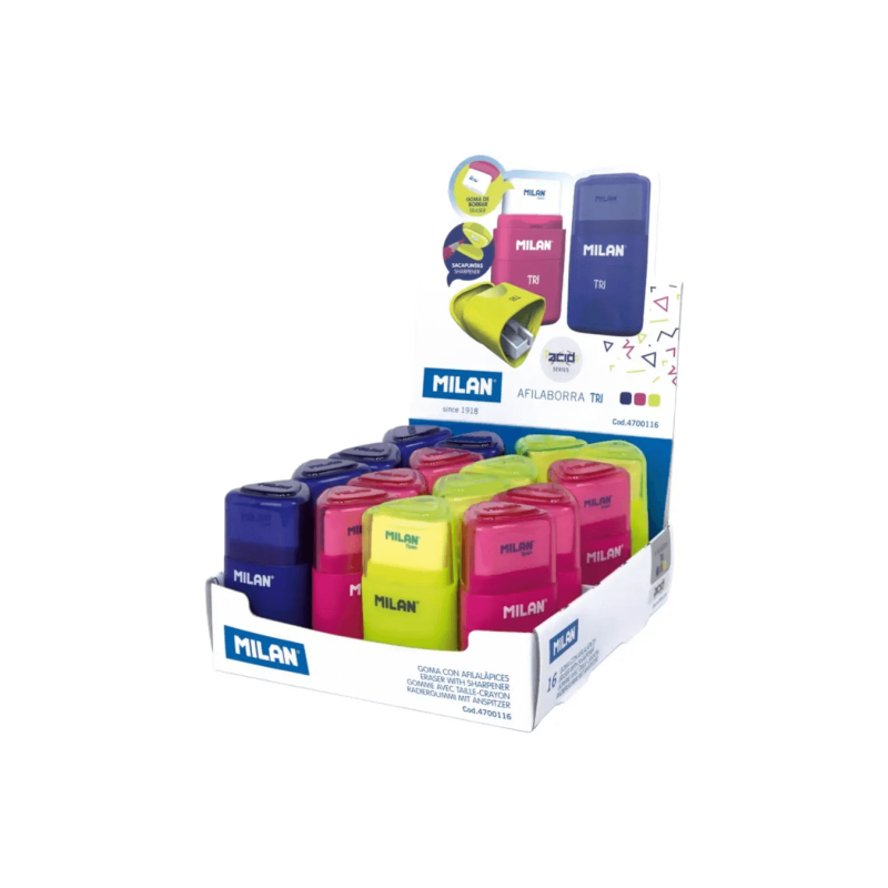 Sacapuntas (tajador) Con Portagomas Triangular - MILAN