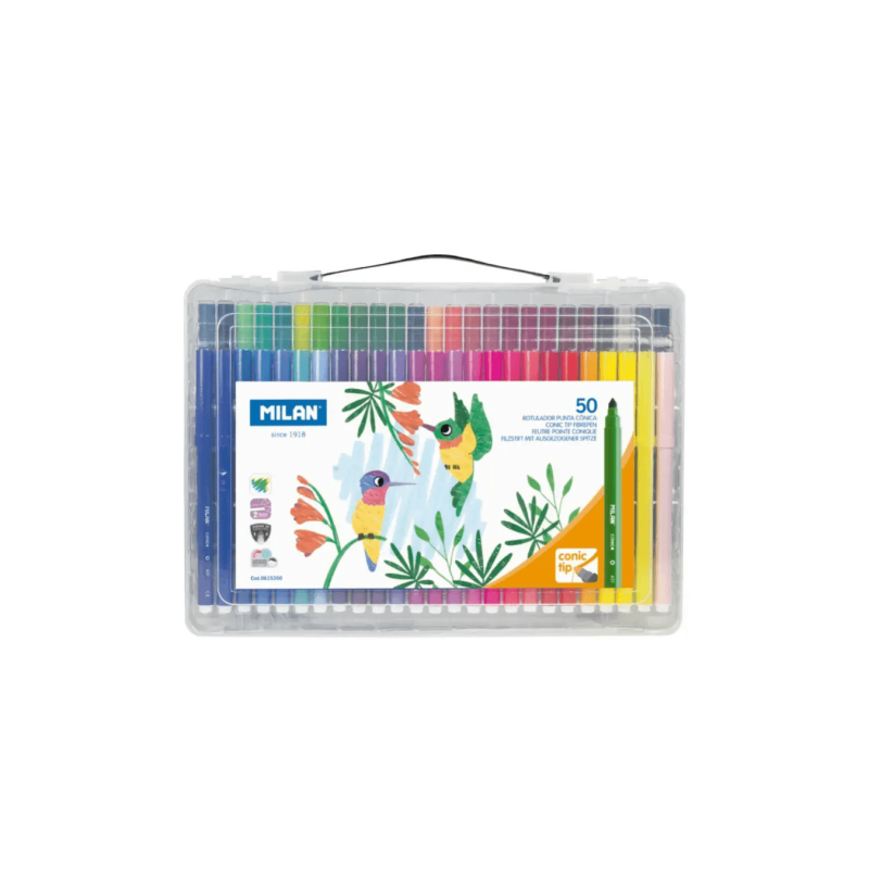 Maletín 50 Rotuladores De Colores Punta Cónica - MILAN