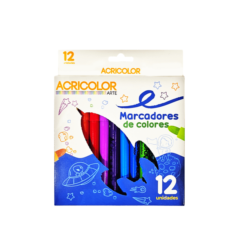 Marcadores De Colores 12 Piezas - ACRICOLOR