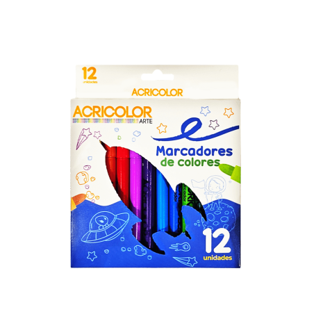 Marcadores De Colores 12 Piezas - ACRICOLOR