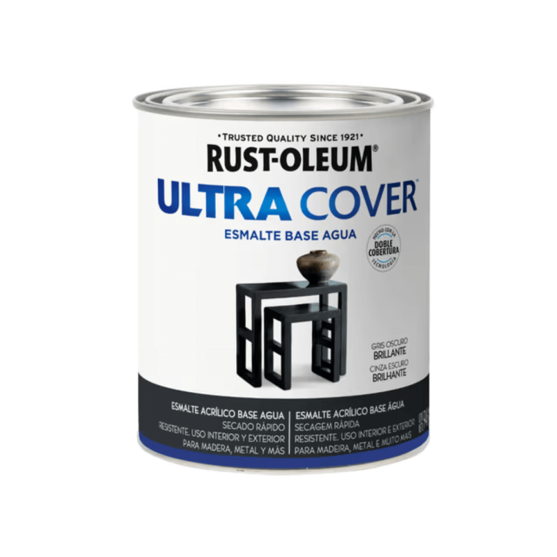 Esmalte Al Agua Brochable Gris Oscuro Brillante - Rust Oleum Ultra Cover 2X