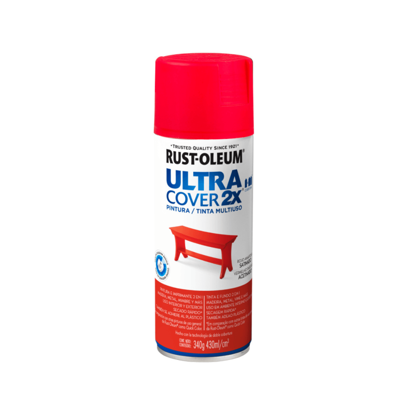 Pintura En Aerosol Rojo Amapola Satinado - Rust Oleum Ultra Cover 2X