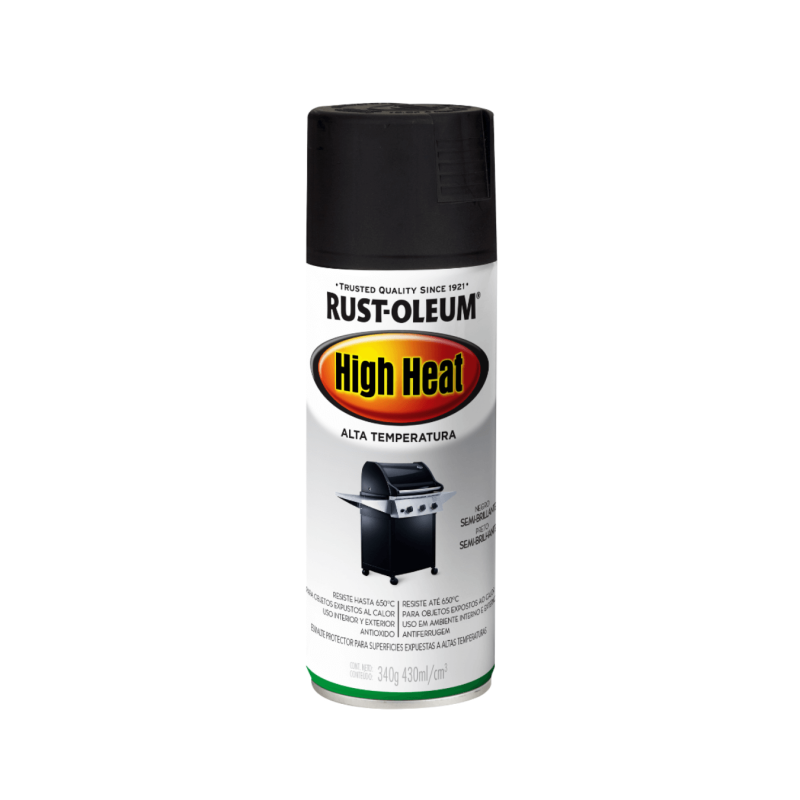 Aerosol Alta Temperatura, Semi Brillante Negro, RUST-OLEUM