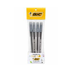 Pack de 4 Bolígrafos Round Stick Negros - BIC