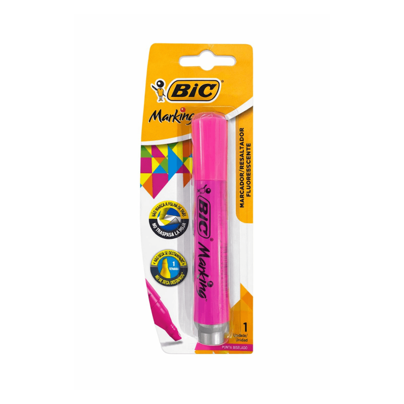 Blíster 1 Resaltador Marking Color Rosado  - BIC