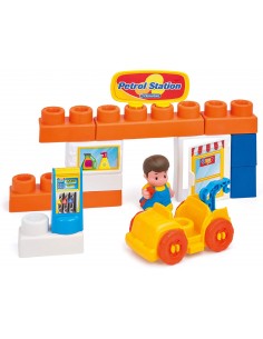 Bloques estación de servivio, juego de construcción, CLEMENTONI