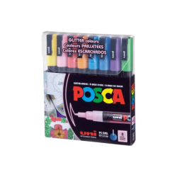 Set de 8 Rotuladores Colores Glitter, 1.3mm - POSCA