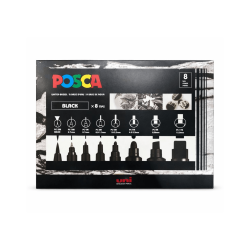 Set de 8 Rotuladores Negros, Puntas Mix - POSCA