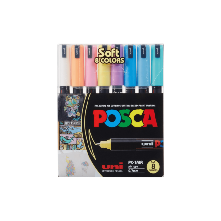 Set de 8 Rotuladores Tonos Pastel, Punta Ultra Fina 0.7mm - POSCA