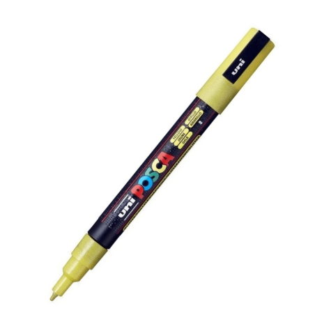 Marcador PC-3ML Punta Fina Color Amarillo Glitter 2 - POSCA