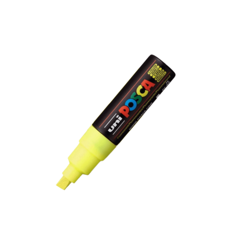 Marcador PC-8K Punta Ancha Biselada Color Amarillo Fluorescente - POSCA