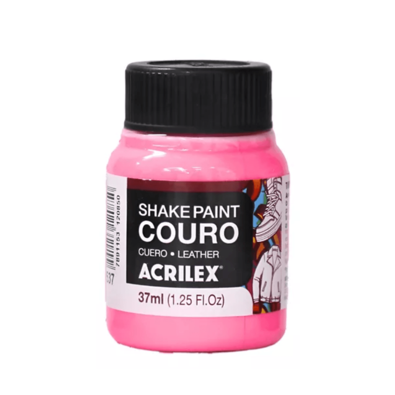 Pintura Para Cuero 37ml, Color Rosa Fosforescente ACRILEX