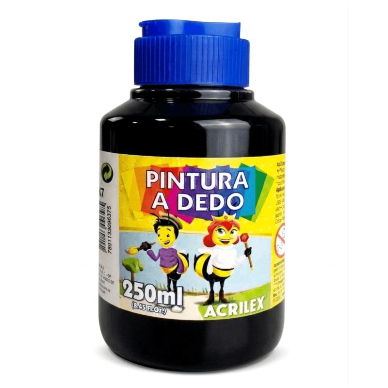 Pintura al Dedo Negro 250ml, ACRILEX