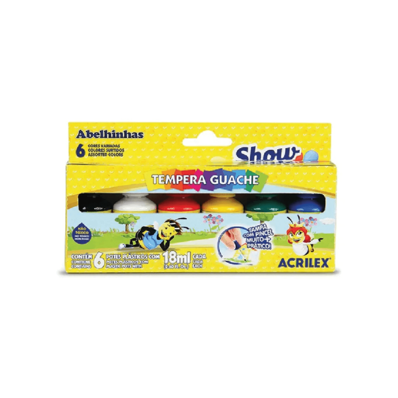 Tempera guache  de 6 colores 18ml, ACRILEX