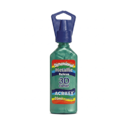 Tinta metálica dimensional relieve 3D  verde hoja, ACRILEX