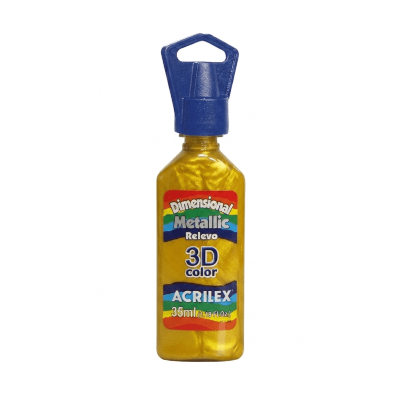 Tinta metálica dimensional relieve 3D amarillo, ACRILEX