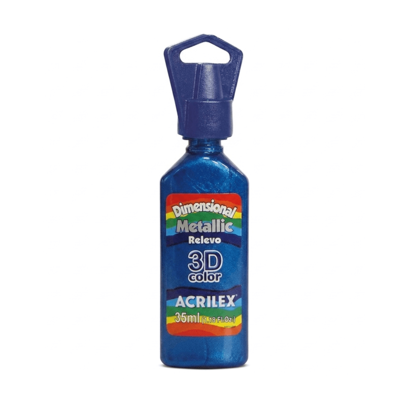 Tinta metálica dimensional relieve 3D azul, ACRILEX