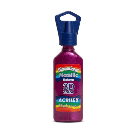 Tinta metálica dimensional relieve 3D magenta, ACRILEX