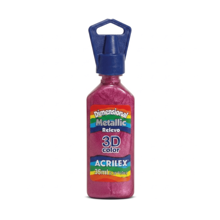 Tinta metálica dimensional relieve 3D rosa cintilante, ACRILEX