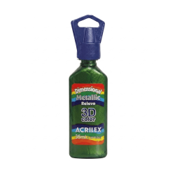 Tinta metálica dimensional relieve 3D verde kiwi, ACRILEX
