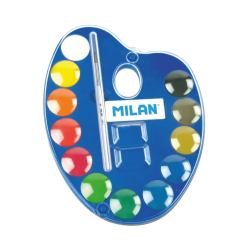 Paleta de Acuarelas con 12 Pastillas Ø 25MM, con Pincel, MILAN