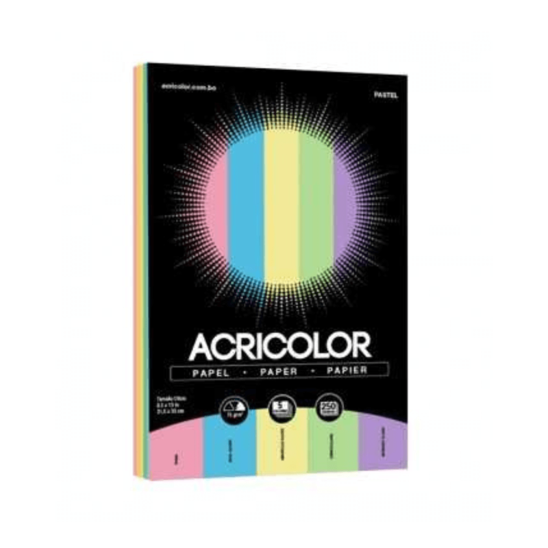 Paquete de Hojas de colores pasteles- ACRICOLOR