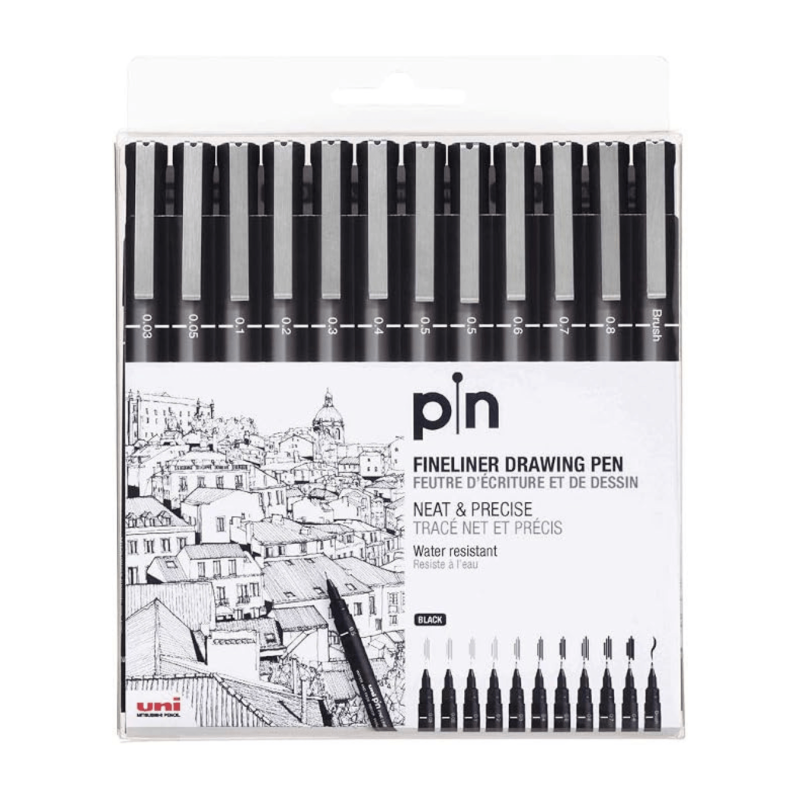 Set de 12 unidades Uni Pin micropunta Posca